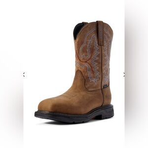 Ariat Workhog Square Toe Waterproof Brown Leather Western Work Boots Mens 11 D